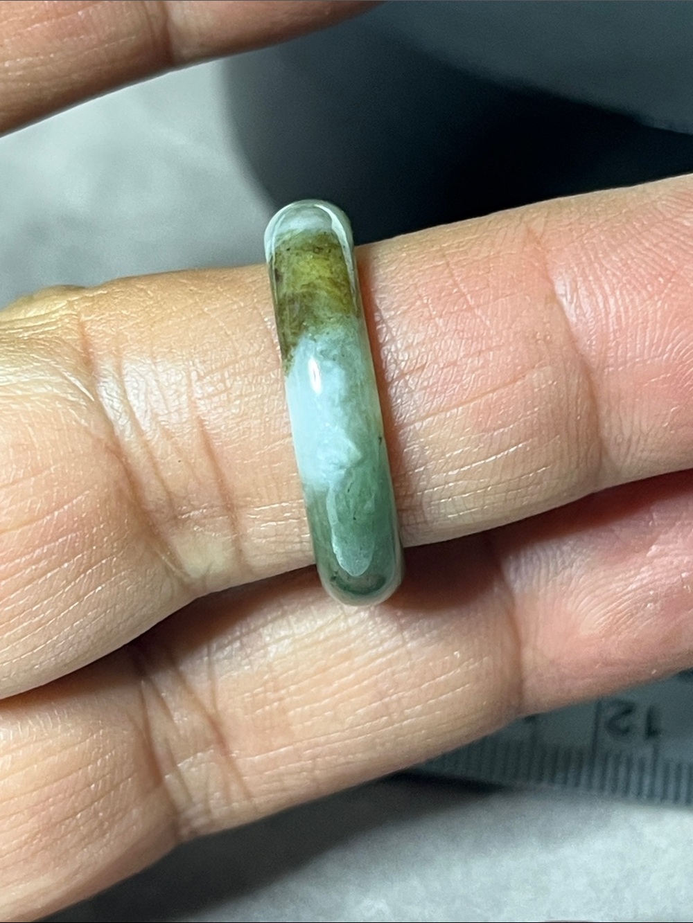 Multicolor Jade handcrafted size 9 band ring